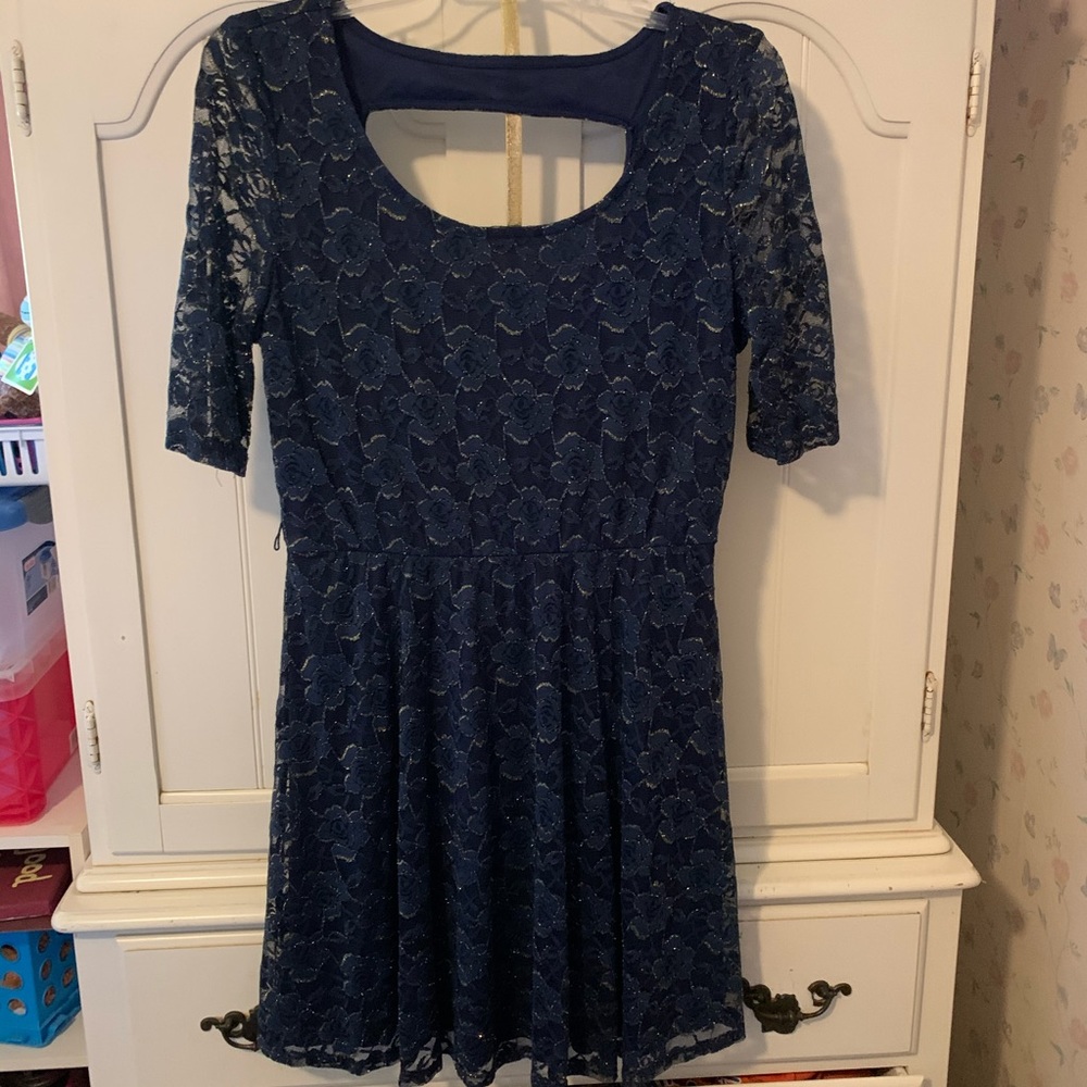 Navy and Gold Lace Dress